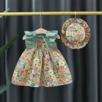 Ensemble robe fleuri pour enfants, mode estivale