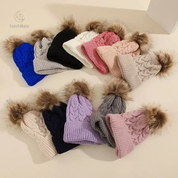 Chapeau d'automne avec pompon personnalisable pour enfants