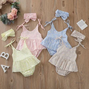 Robe estivale pour enfants avec bandeau assorti
