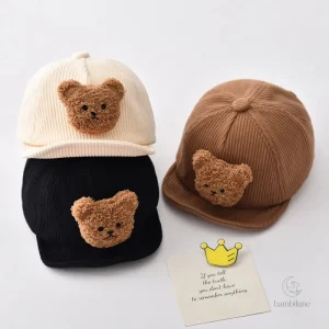 Casquette enfant Ourson en velours côtelé, style robuste