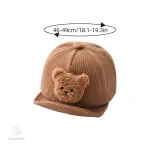 Casquette mode enfant, velours côtelé, design ourson