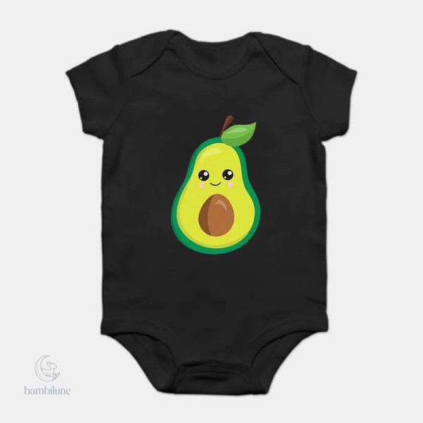 Mode enfant : T-shirt noir avec motif d'avocat ludique