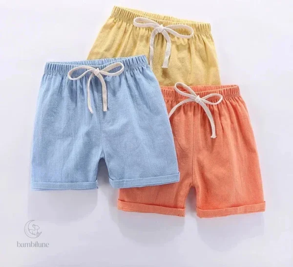 Short en coton et lin - Tissu à séchage rapide