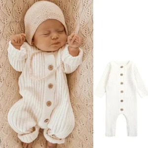 Barboteuse tricotée en coton doux pour enfants