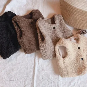 Gilet en tissu peluche pour enfants, automne-hiver