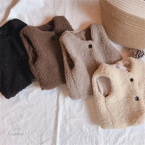 Gilet en tissu peluche pour enfants, automne-hiver