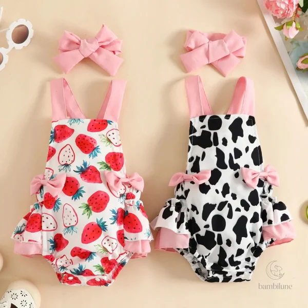 Mini Fashion™ – Barboteuse pour filles vache et fraise