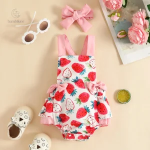 Vêtement enfantin barboteuse fraise mignonne