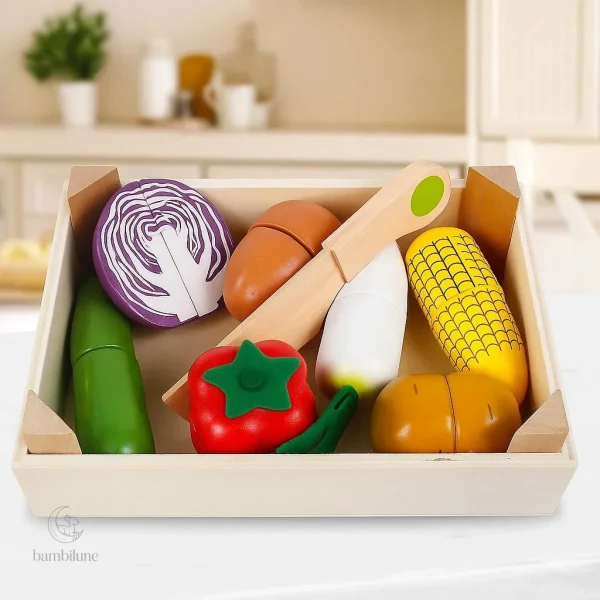 Jeu de cuisine magnétique amusant en bois pour petits chefs