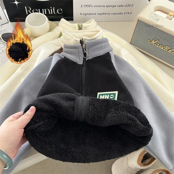 Vêtement d'hiver pour enfants, cardigan en laine d'agneau