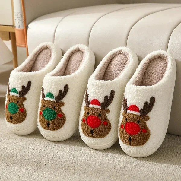 Chaussons en peluche avec motifs festifs pour enfants