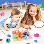 Pêche créative en bois avec poissons colorés pour les petits