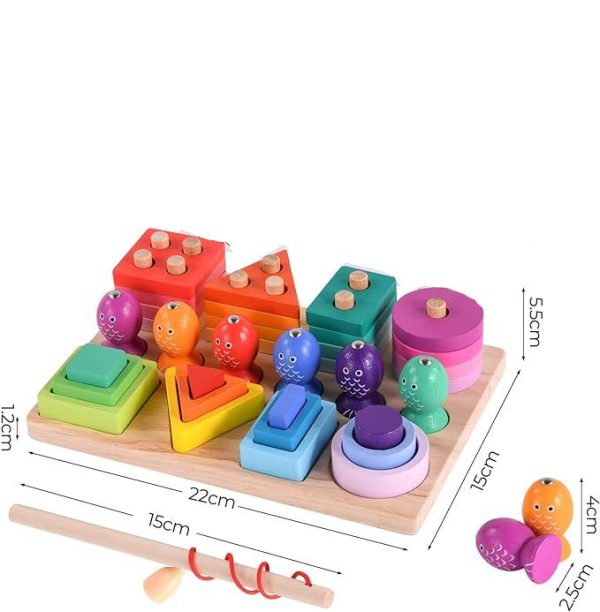 Jeu interactif de pêche en bois pour l'apprentissage ludique