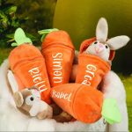 Cadeau de Pâques : lapin avec prénom et carotte