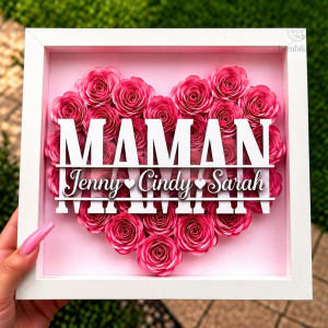 Boîte à ombres personnalisée avec roses pour fête des Mères