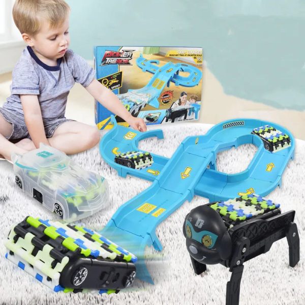 Course de voitures robots sur une piste interactive