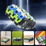 Chien robot accompagnant la course de voitures