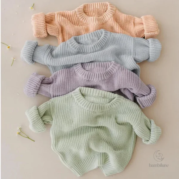 Pull tricoté solide PureSoft pour enfants, automne et hiver