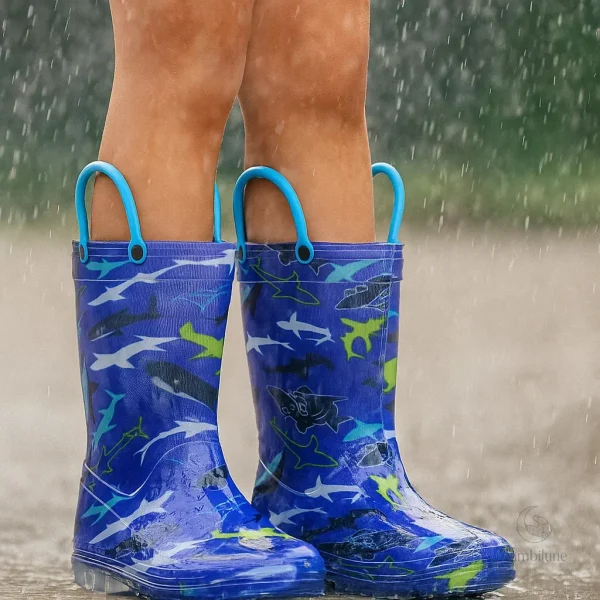 Modèle enfantin de bottes de pluie avec boucle pratique