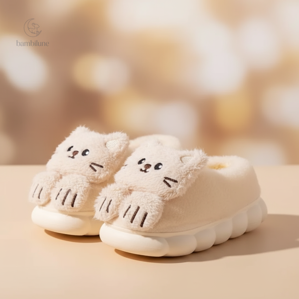Chaussons amusants pour enfants, look chat adorable