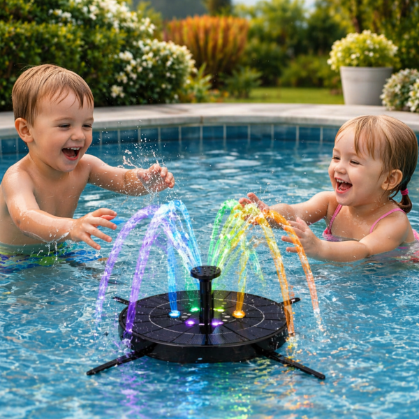 Fontaine solaire LED pour enfants, jouet interactif
