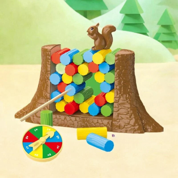 Activité ludique Squirrel Stacker pour développer la motricité