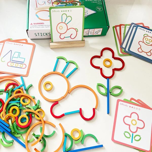 Casse-tête en bois Sticks & Rings, créatif et mince