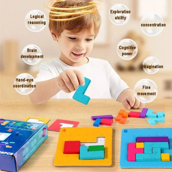 Casse-tête tangram coloré composé de pièces géométriques