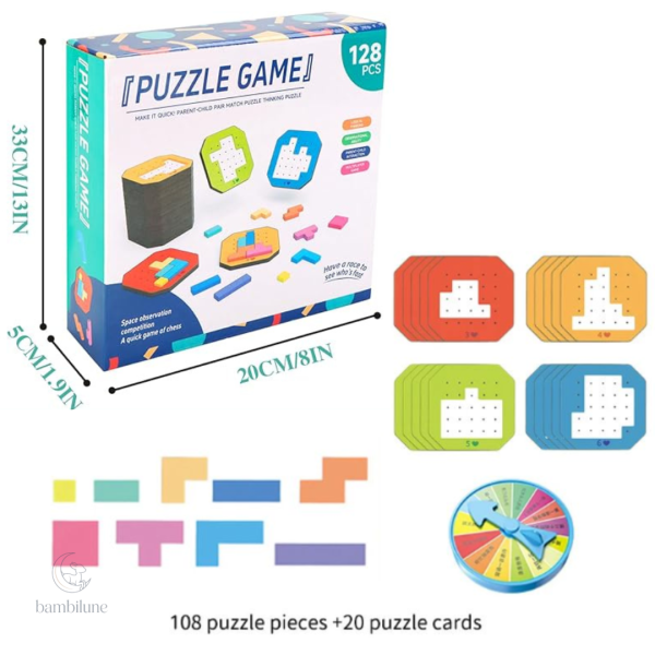 Casse-tête traditionnel en bois, style tangram classique
