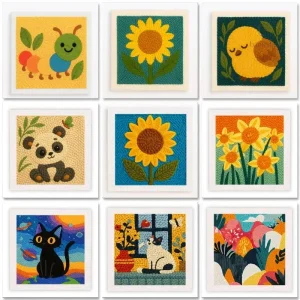 Kit broderie animaux fait main et coloré pour enfants