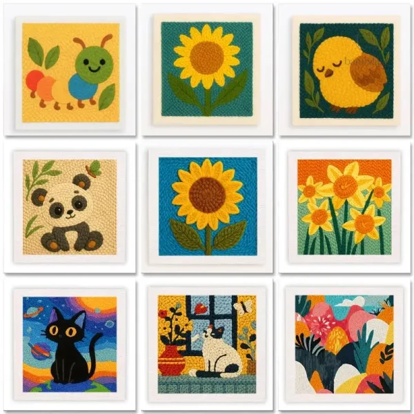 Kit broderie animaux fait main et coloré pour enfants