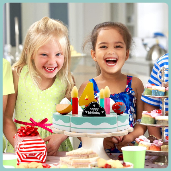 Gâteau en bois et accessoires pour jeu de rôle éducatif