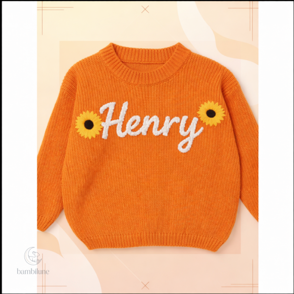 Pull enfants en laine, personnalisation avec prénom