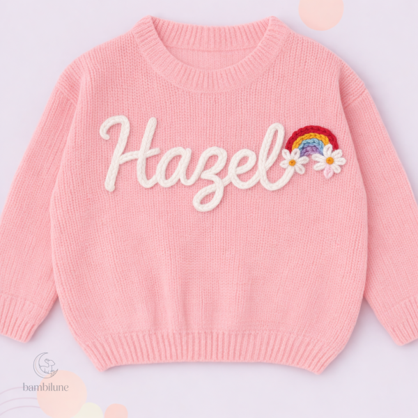 Pull tricoté pour enfants, style individuel avec prénom