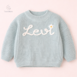 Vêtement enfant unique, pull tricoté avec nom