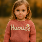 Pull tricoté unique pour jeunes, personnalisé avec le nom