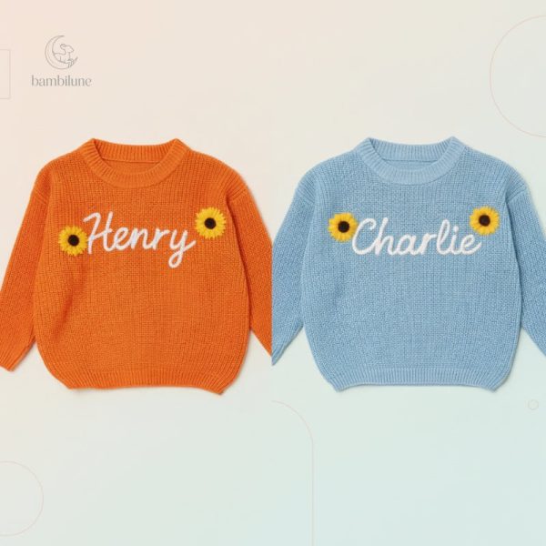 Pull tricoté pour enfants, design personnalisé avec nom
