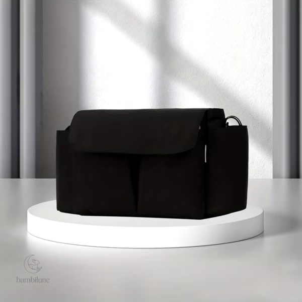 Rangement spacieux pour poussette avec porte-bouteilles