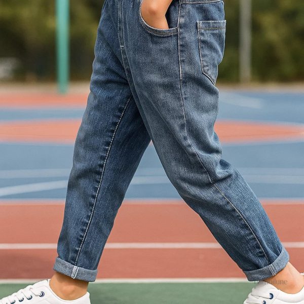 Pantalon denim tendance pour enfants, coupe slim fit