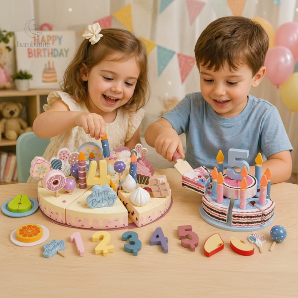 Gâteau d'anniversaire en bois pour jeux de rôle
