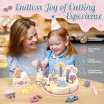 Set de découpe de gâteau en bois coloré pour petits