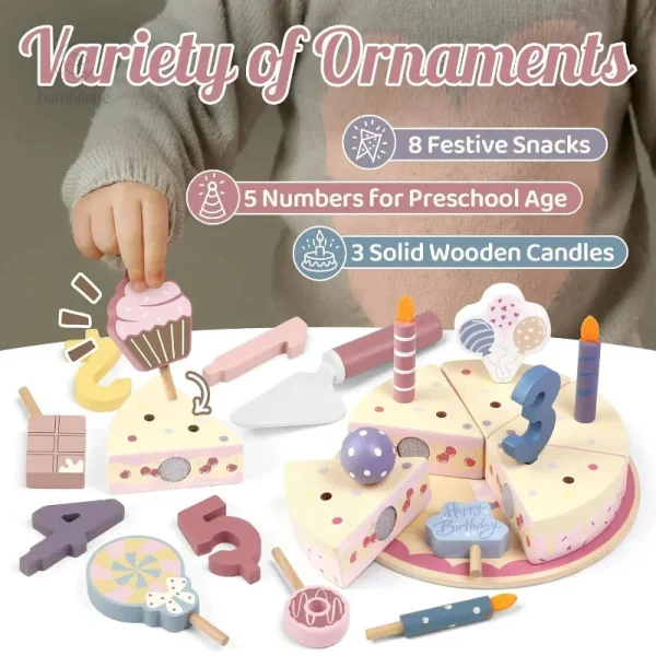 Activité ludique avec gâteau en bois pour jeunes enfants