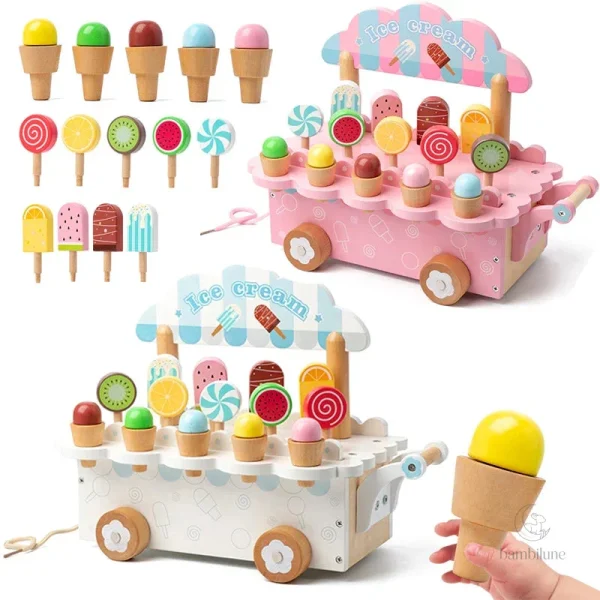 Camionnette de glace en bois pour jeu de rôle