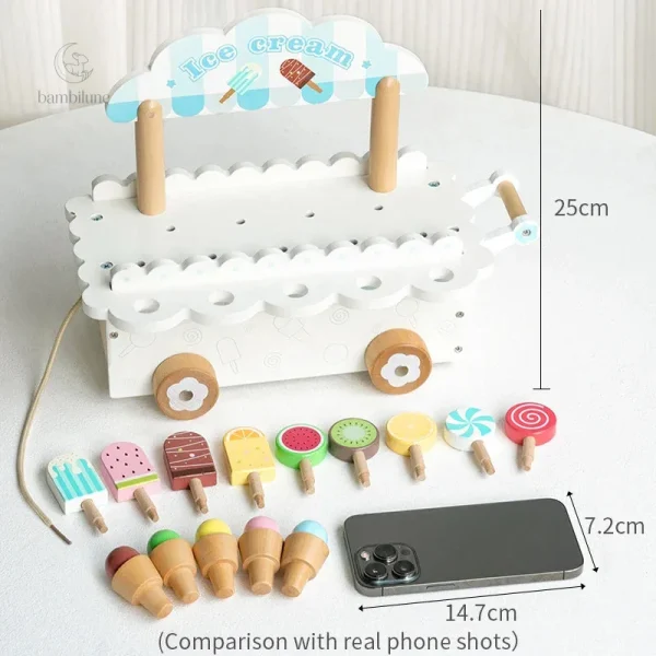 Camion de glace en bois pour jeux d'imitation