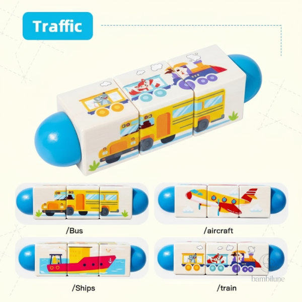 Puzzle rotatif en bois pour favoriser l'apprentissage