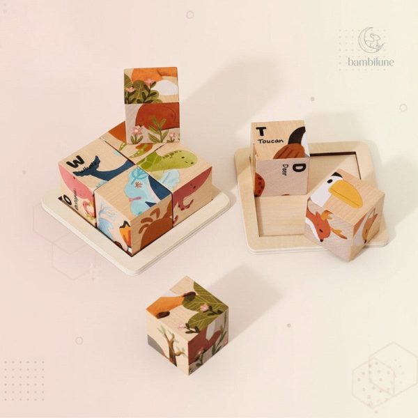 Puzzle en bois Montessori 6 en 1 avec animaux