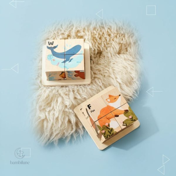 Puzzle éducatif avec motifs d'animaux en bois