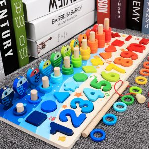 Plateau de jeu en bois Montessori pour le développement cognitif