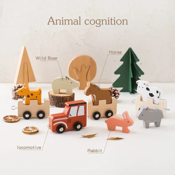 Jouet en bois pour enfants de 2 à 3 ans avec animaux