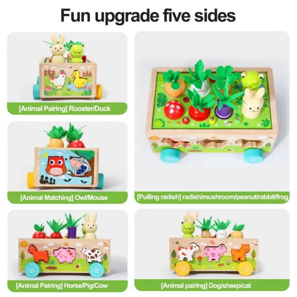 Woods – Puzzle animaux et légumes sur roulettes pour enfants